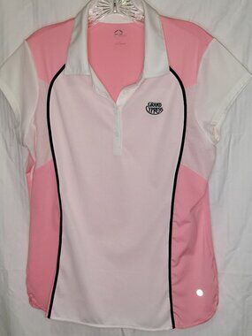 EP Sport Grand Cypress Golf Polo Shirt Pink White Colorblock Womens Large